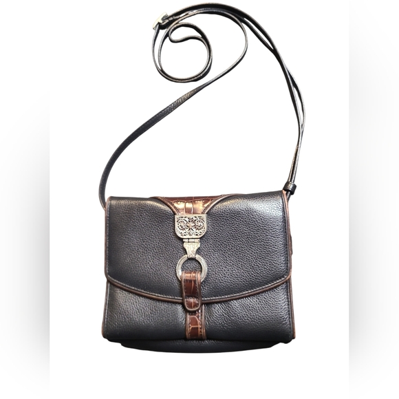 Brighton Handbags - Brighton Leather Nepal Organizer Black and Brown Women's Crossbody